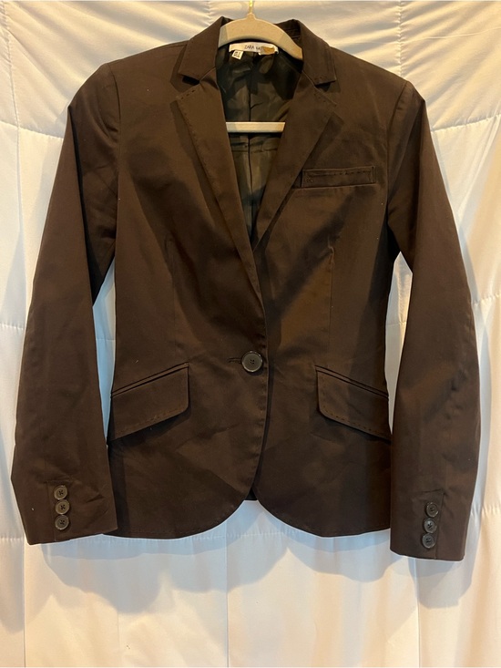 Zara Jackets & Blazers - Zara Basic Womens Small Dark Chocolate Brown Single Button Blazer